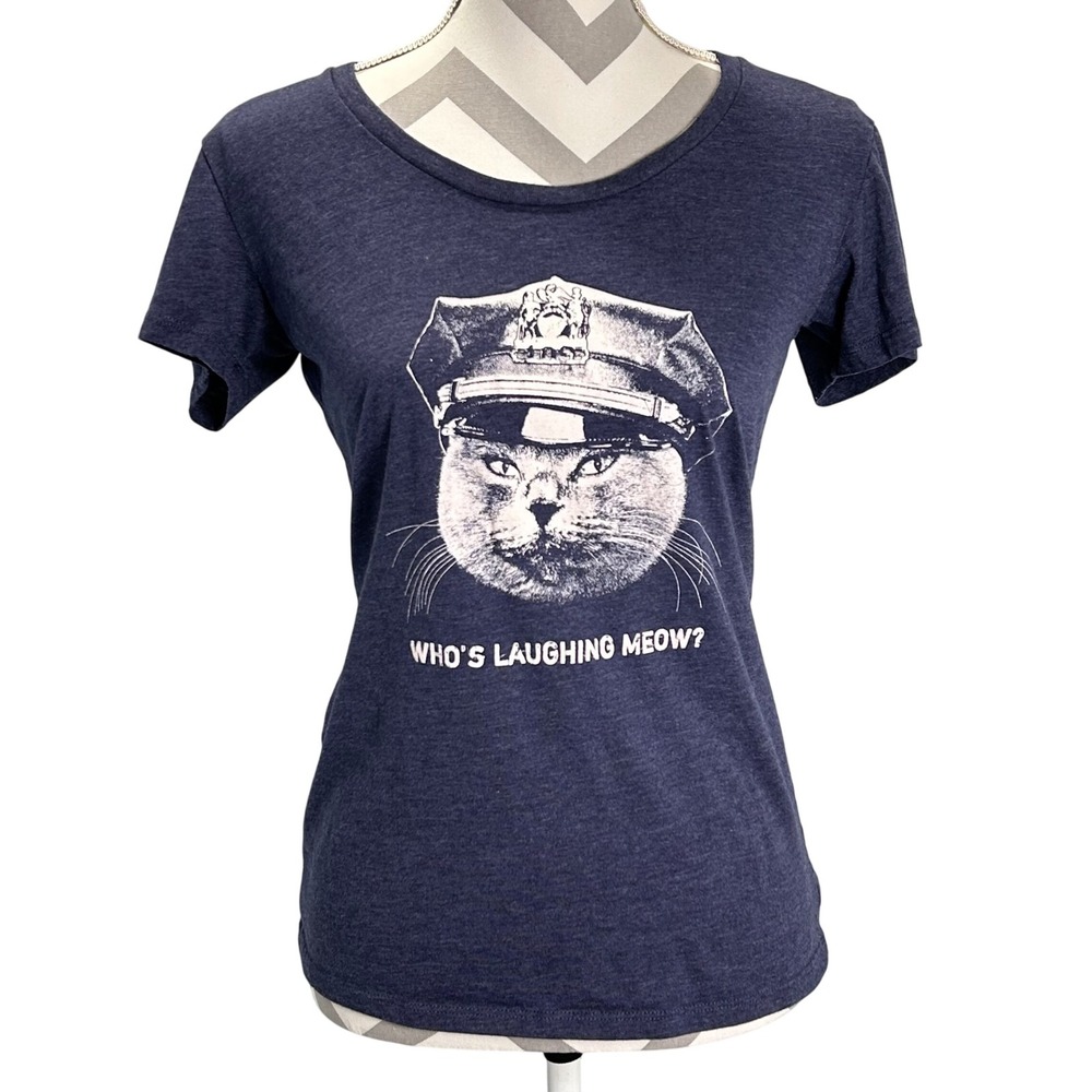 Headline Shirts Women's Police Cat‎ Graphic Novelty T Shirt Tee Top, Funny Cute